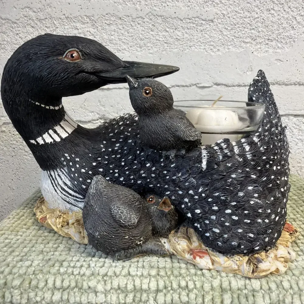 Collectibles by Innovation Gardenscapes Loon And Babies Candleholder Ducks Birds